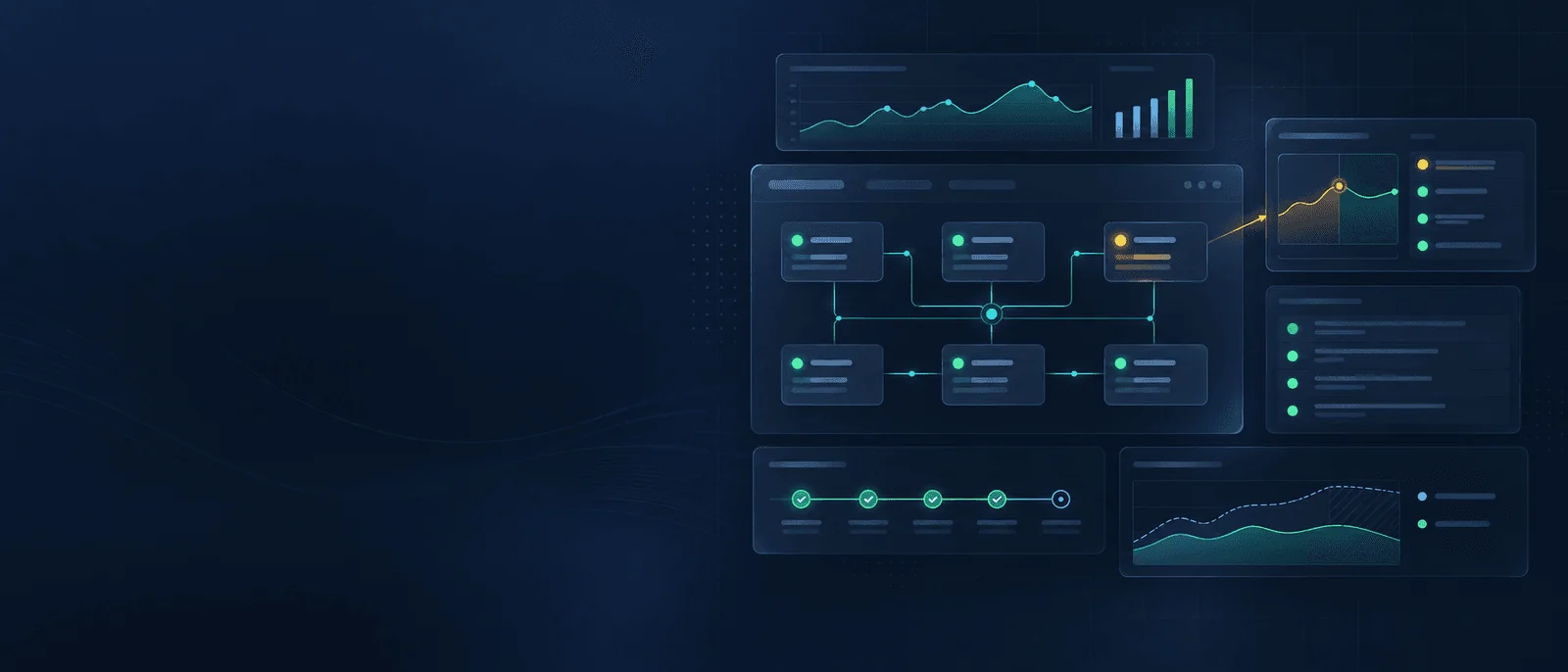 24x7 monitoring and support console displaying live server health telemetry, uptime graphs, and cost analytics